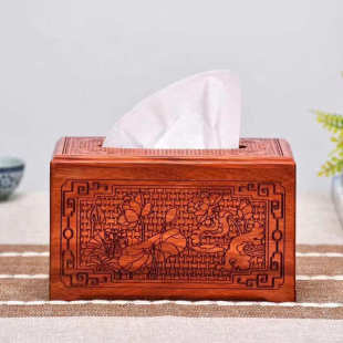 非洲红花梨纸巾盒复古雕花抽纸盒实木长方形客厅茶几饭桌餐纸盒