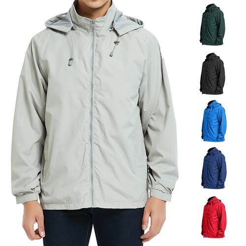 Outdoor hooded jacket for men, waterproof windbreaker for