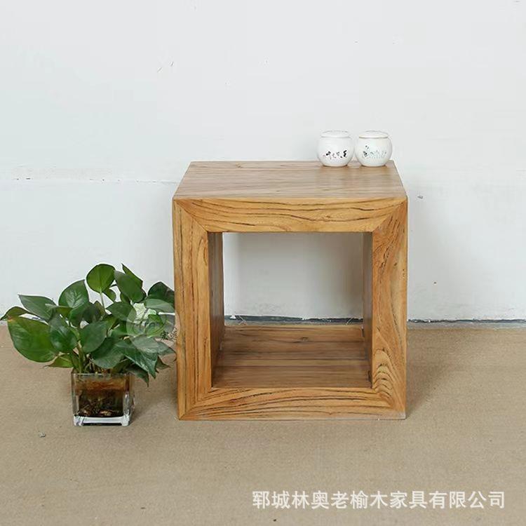 老榆桌木正形小茶家用矮桌榆新木方家具泡茶台中式炕几飘NNX窗桌