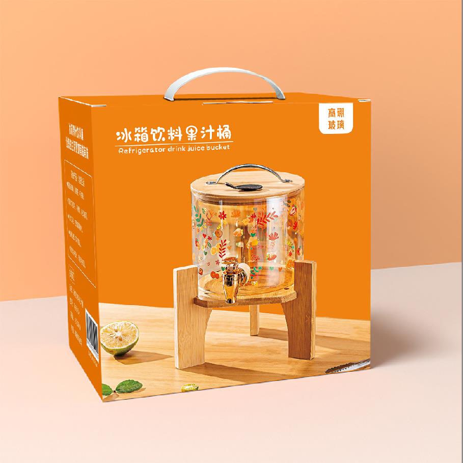 家高硼盖硅玻高璃带酒桶温贴花果汁桶饮料桶珠宝用Q85412-6进店礼