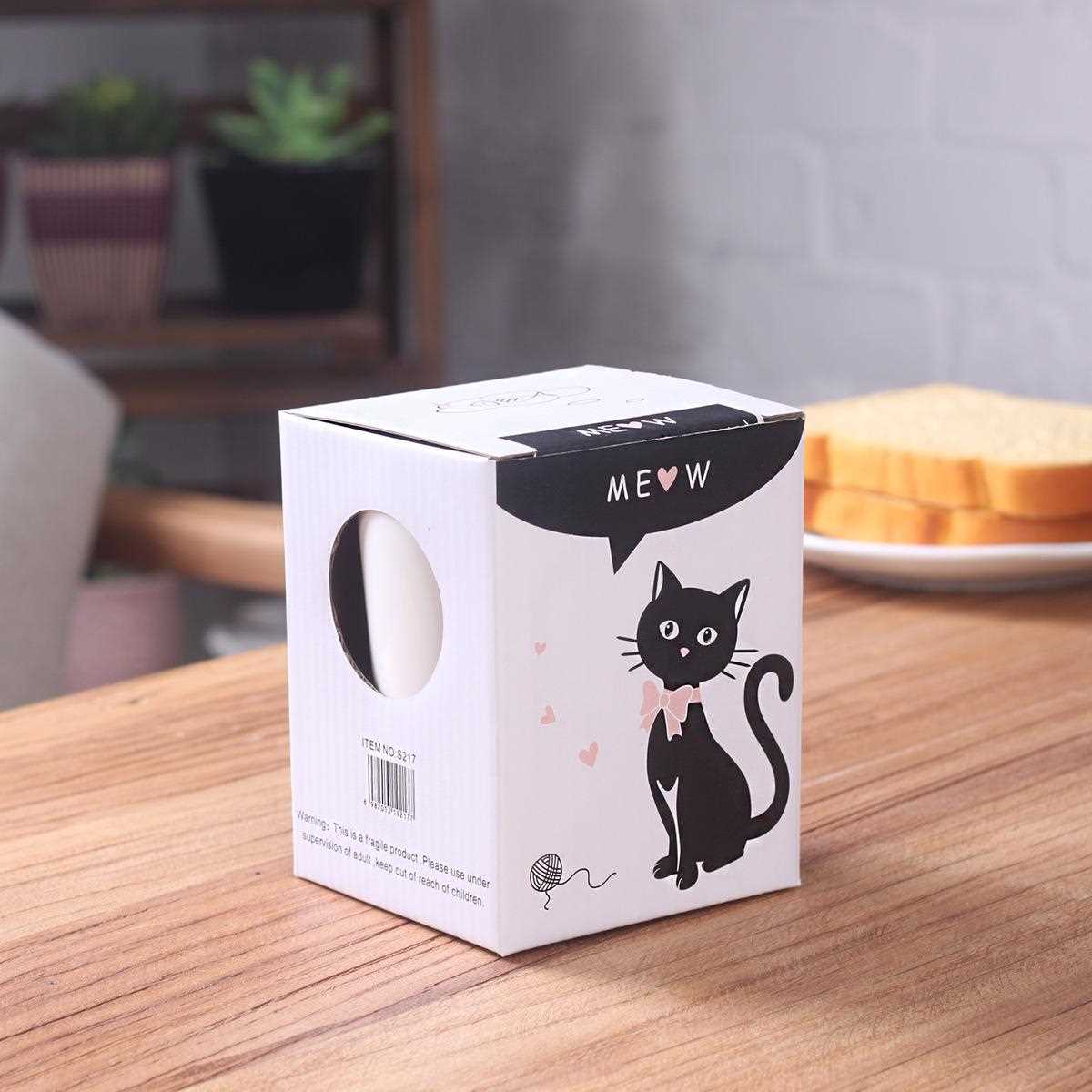 个性卡通猫白瓷手柄i陶瓷杯带盖办公咖啡杯创意学生牛奶喝水杯
