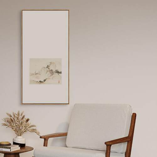古代山水画水墨新中式挂画竖版日式书房卧室客厅民宿样板间装饰画