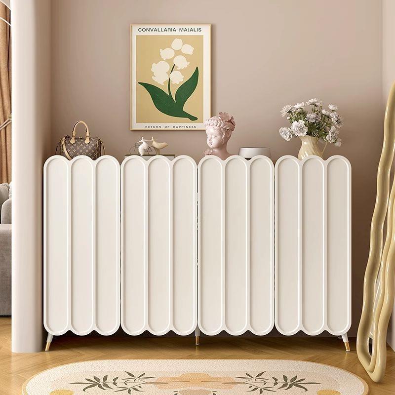 高端入户鞋柜法式奶油风鞋柜家用门口大容量玄关柜一体入户门厅鞋