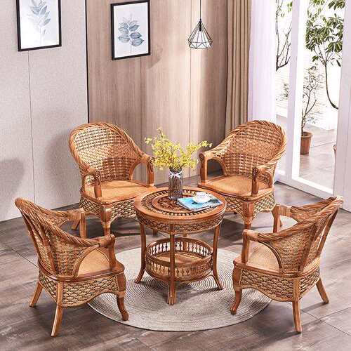 [折扣价】厂家藤制古典中式家具竹藤茶几休闲藤编桌椅三件套藤艺