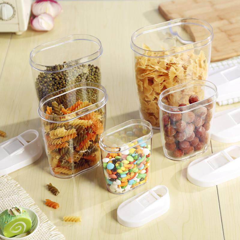 新款直销亘纬 塑料密封厨房储物罐五谷杂粮零食品有盖收纳盒五件