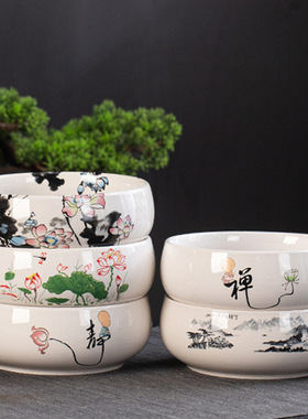 大号茶洗黑陶水洗家用小号水盂笔洗茶具配件特大洗茶杯盆器皿