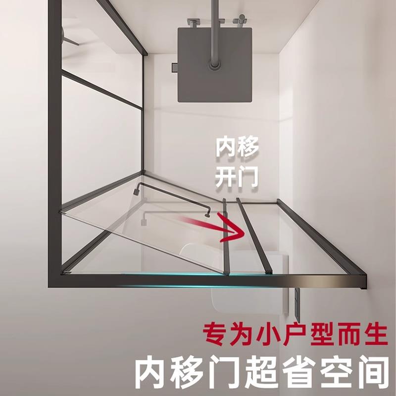 方形l型淋浴房钢化玻璃侧DLS-L-2玻移门店卫生间酒干分湿离浴室璃