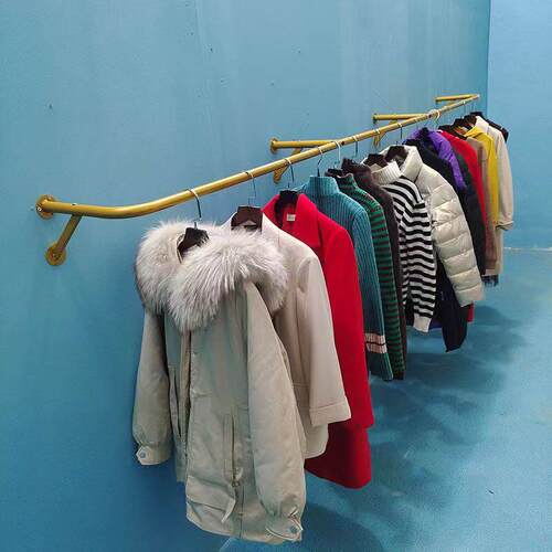 服装店展示架简易壁挂式晾衣杆不锈钢侧挂式家用晾衣杆