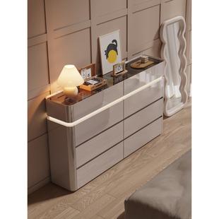 法式奶油风卧室超薄斗柜30cm床尾收纳柜轻奢高级感客厅靠墙八斗柜