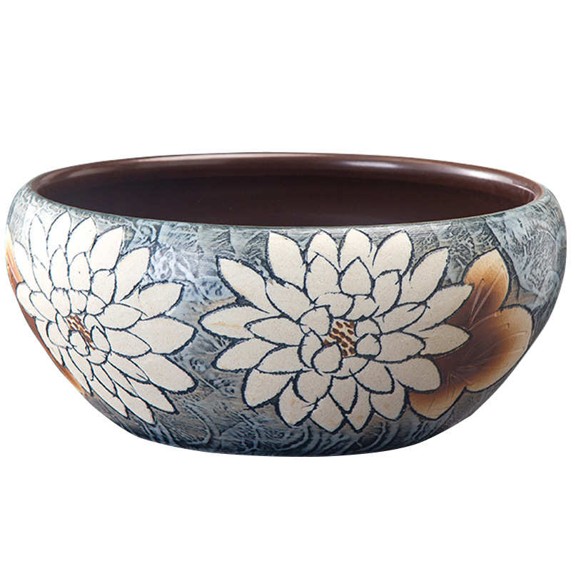 碗用水培多龟盆缸莲花插盆艺缸盆睡莲花盆荷花盆肉手工水缸金鱼缸