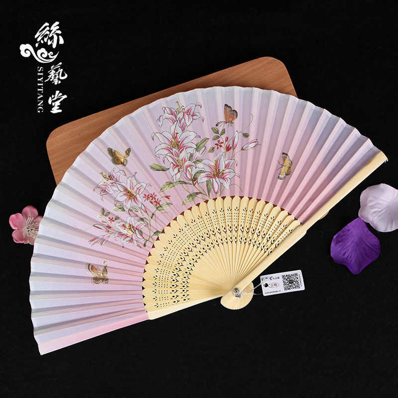 头青折扇古风夏季扇子折扇古风女式日式扇中国风折扇舞蹈扇表演扇