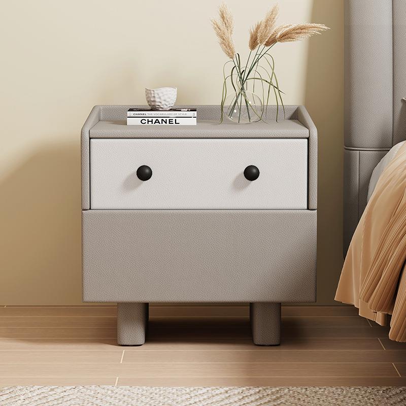 奶油风床头柜皮质实木简约现代风2024新款儿童创意感卧室家用