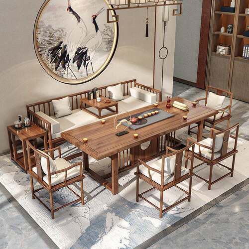 新中式实木茶桌全套家用阳台客厅喝茶桌子酒店公室接待原木茶台