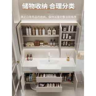 2025新款奶油风肤感大肚一体盆小户型卫生间洗手洗脸盆浴室柜组合