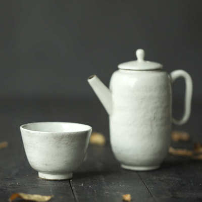 柴烧哑光白谌峰柴烧 粉引志野杯 手作之器 灵巧趁手 素简质朴手刷