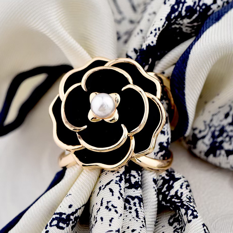 蝴蝶结山茶花跨境装饰珍珠胸针