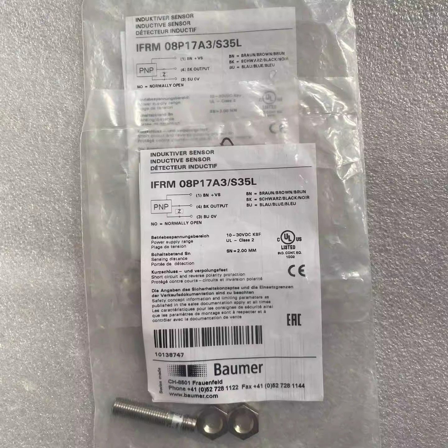 瑞士Baumer堡盟IFRM 08P17A3/S35L电感式