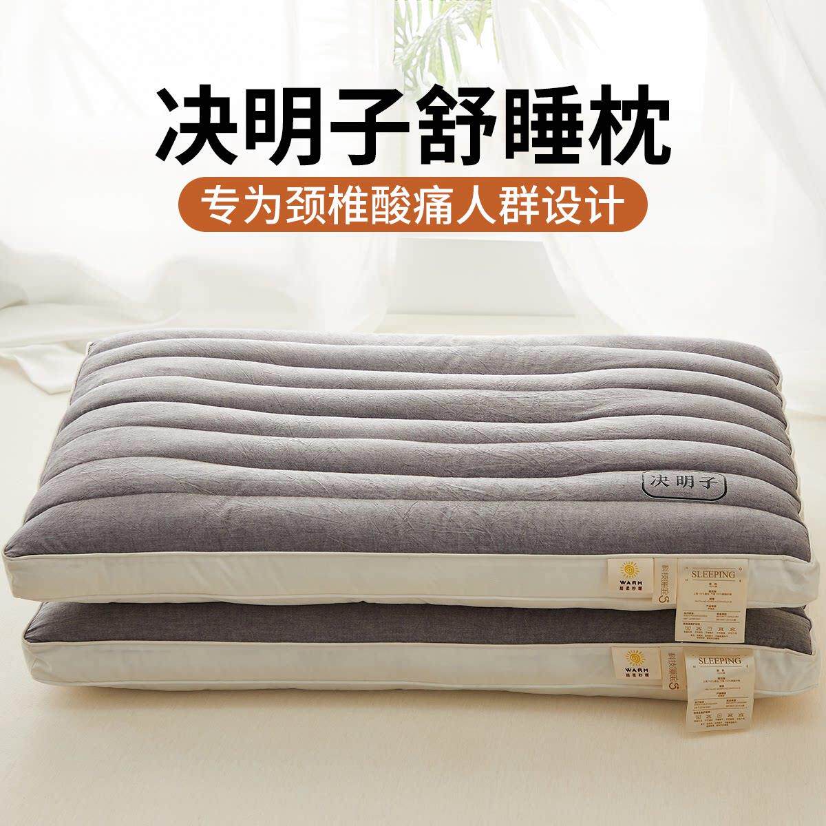 决明子枕头护颈椎助睡眠宿舍家用荞麦枕芯一对睡觉专用颈椎枕硬男
