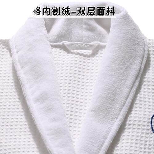 浴袍酒店民宿纯棉吸水纯棉白色睡袍浴衣成人华夫格五星级酒店浴袍