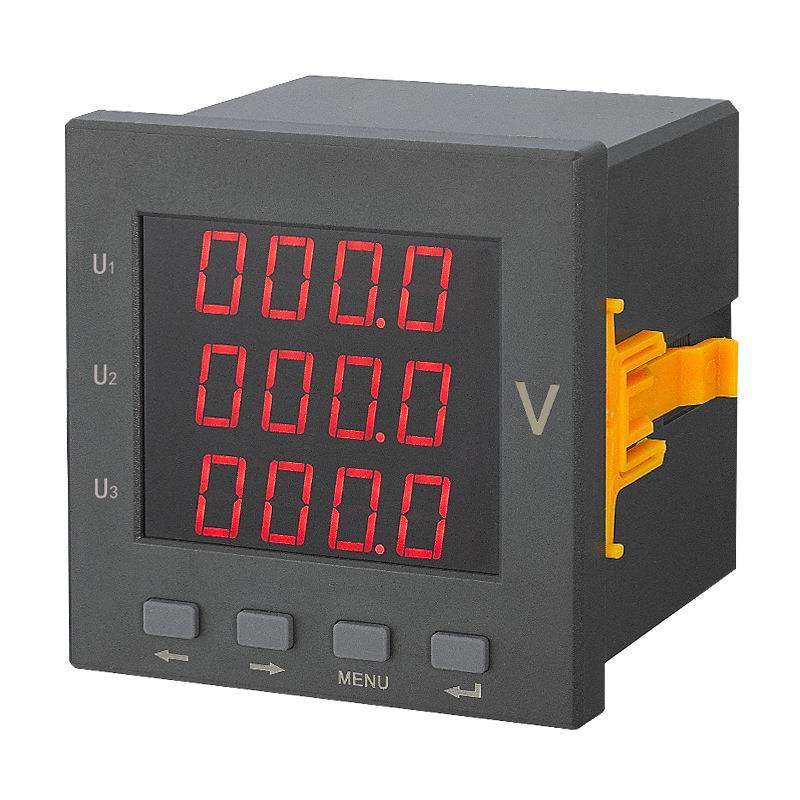 三相智能电压表AC10KV/100V电压数显表嵌入式交流电压表三相三线