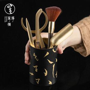 落笙黄铜茶道六君子套装高档泡茶专用品茶洗茶夹茶刀镊子茶具配件