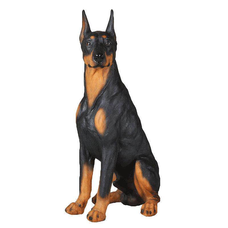 客厅狗摆件杜宾犬雕塑创意软装家居装饰动物模型树脂工艺品