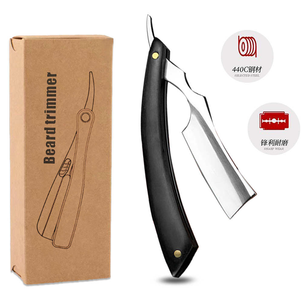 黑檀木经典不锈钢老式折叠美发剃毛胡须整理刮毛剃发刀胡须刀剃刀