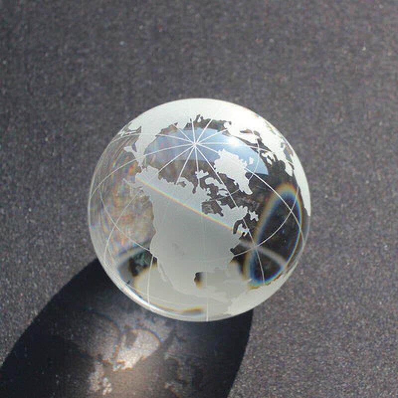 水晶地球仪摆件 中文地球 无字地球 水晶地球奖品 实心玻璃球