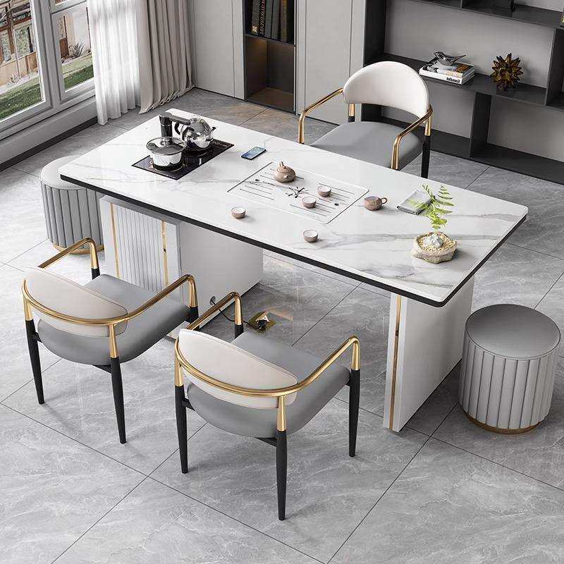 阳QEX台桌岩桌椅组合现代简茶约办公家茶用小茶台轻奢板茶桌套装