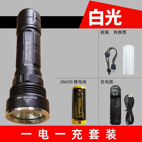 正品霸光20246款DM强光X电筒2650手可充电LED探照灯T6家黄光超亮