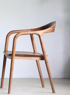 北美黑胡桃原木全木扶椅手餐椅木靠实背家用榫卯舒美特子QVP高靠