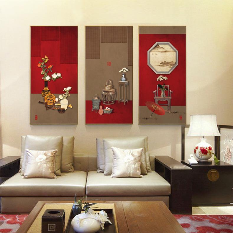 新中式装饰画东方元素个性工笔建筑客厅挂画书房壁画家居中国风