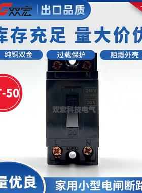 NT50家用小型断路器 黑色电闸开关 30A2P空气开关20A纯铜阻燃外壳