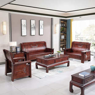 2025新款 家具农村客厅长椅子家用冬夏两用联邦椅 实木沙发座椅中式