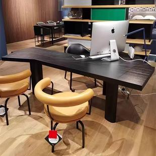 现代简约实电脑桌木轻PGF奢风极简办桌老板桌工设公计师创意书桌