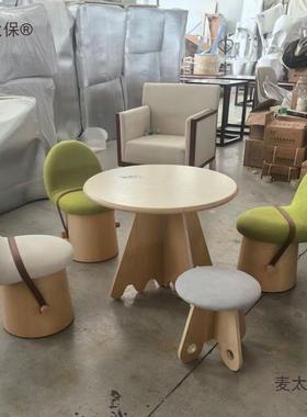 售楼处子部儿桌MFO早椅组童合娱乐区教创意小凳游乐园木质手工麦