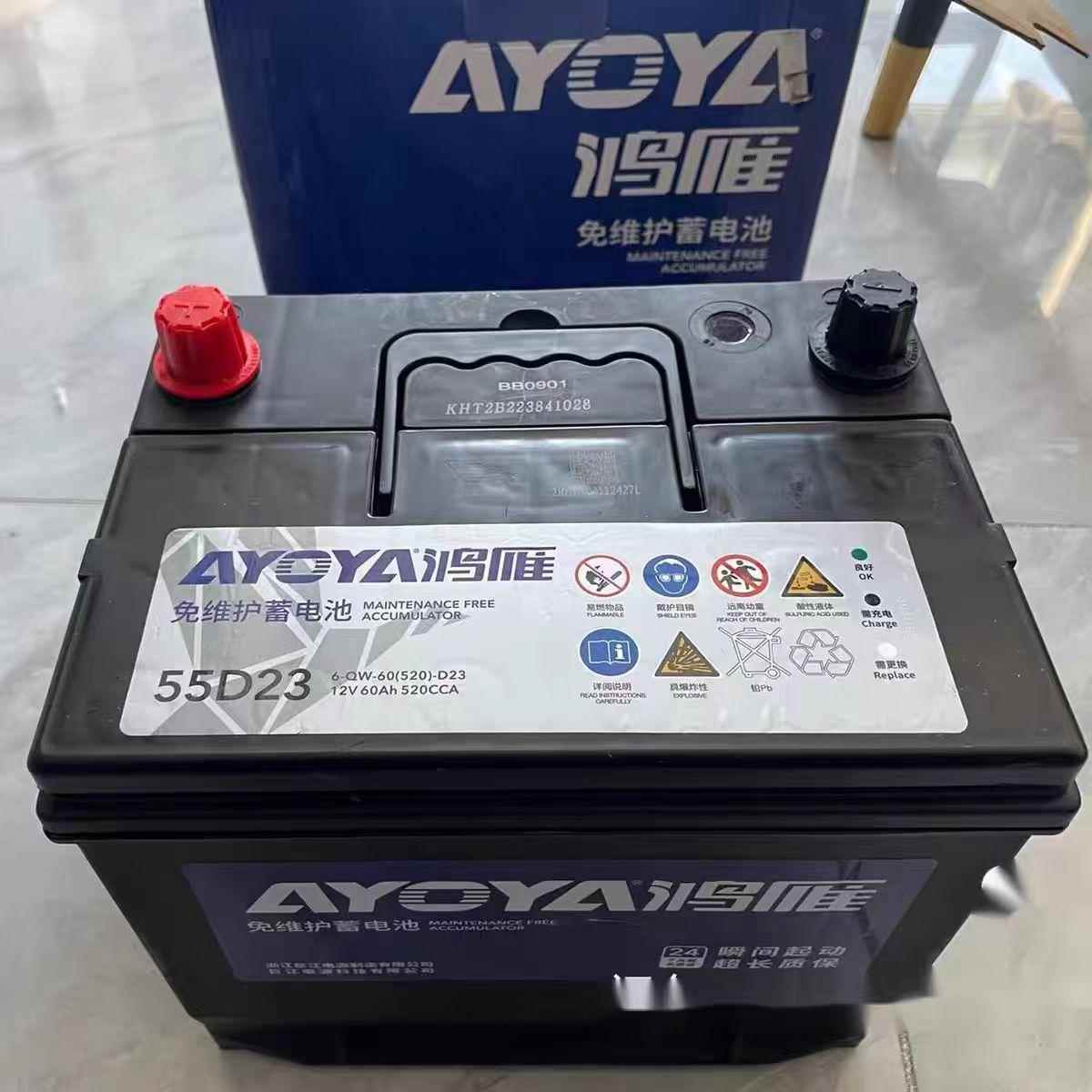 原装鸿雁蓄电池12V启动免维护电瓶6-QW40/80/100/120/135/180/200