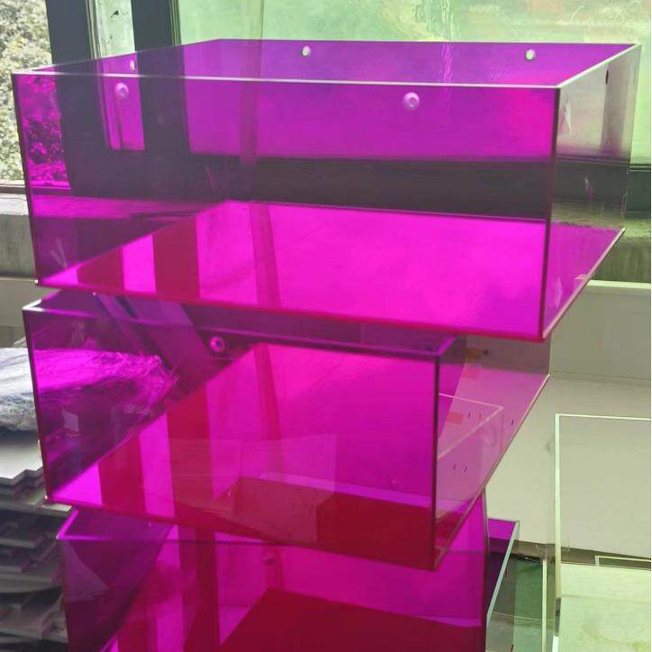 紫色亚克力盒子 装修公司用 装饰品 糖果色有机玻璃盒子