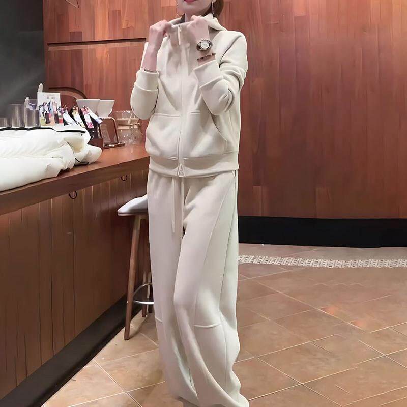 欧洲站休闲运动套装女2026新款春秋慵懒风时尚洋气连帽卫衣阔腿裤