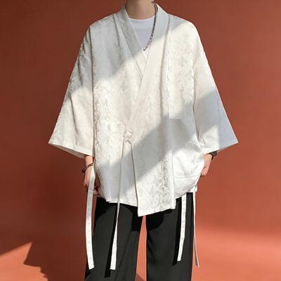 夏季明制汉服男大尺码改良日常半臂短衫对穿交领右衽道袍短袖上衣