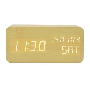 创意LED数字显示木质钟万年历日期静音智能电子闹钟ebay