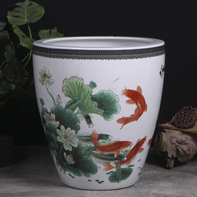 景德镇睡莲缸荷花盆铁树盆景种树养花盆庭院客厅加高款陶瓷鱼缸