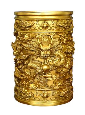 铜九龙香筒家居客厅佛堂寺庙摆件大号插香供奉装香桶佛具用品装饰