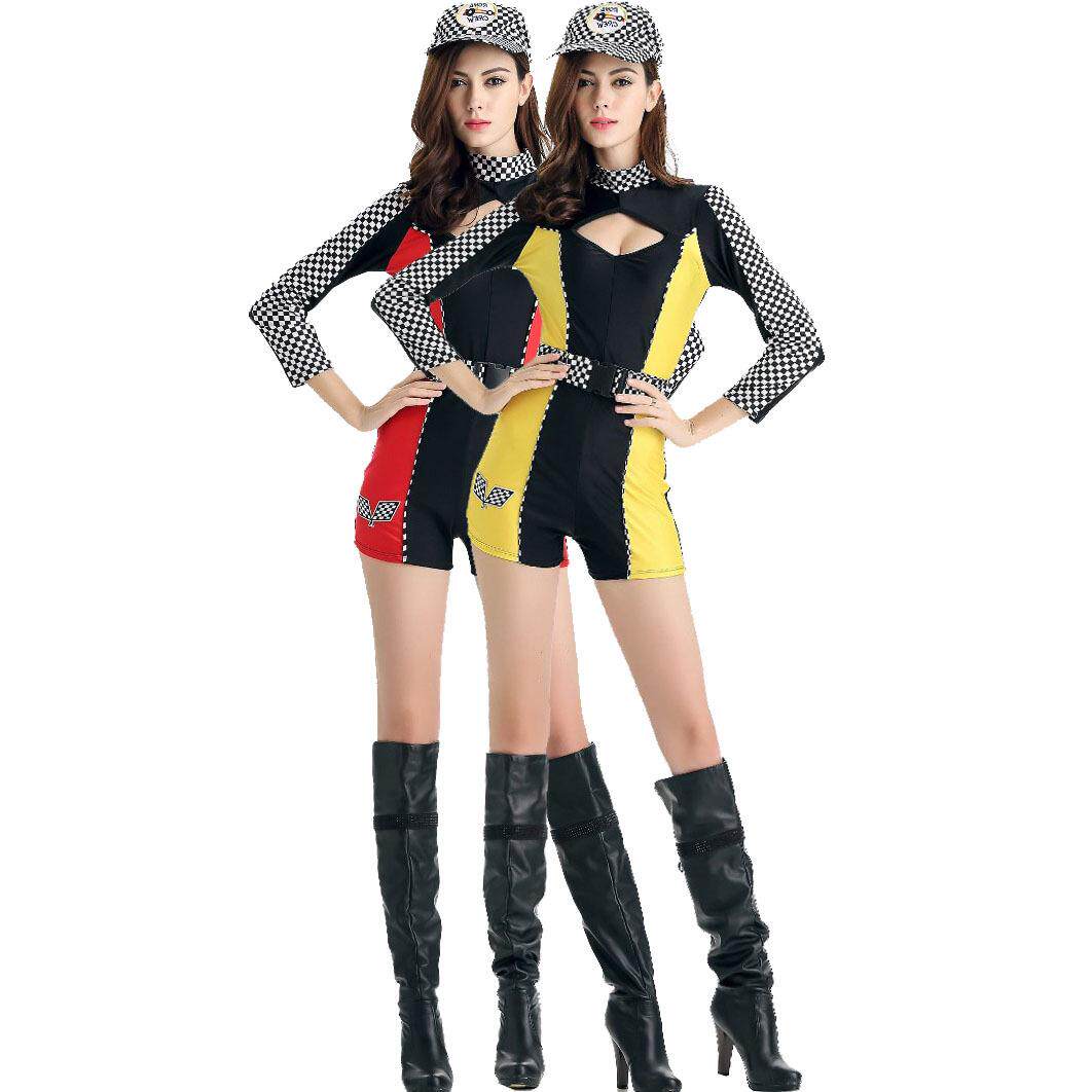 M-XL 分码 赛车女郎机车服 车模长袖啦啦队服装 夜场领舞演出服