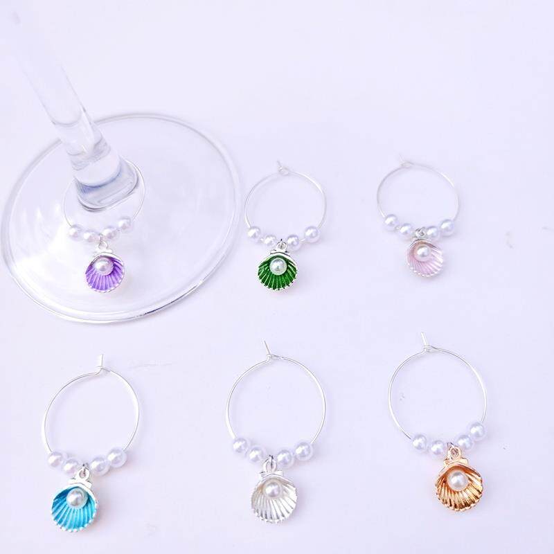 海贝杯子记号金属酒杯标签聚会酒杯环区分器杯子识别wine charms