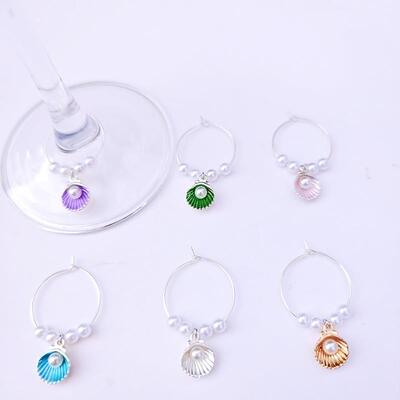 海贝杯子记号金属酒杯标签聚会酒杯环区分器杯子识别wine charms
