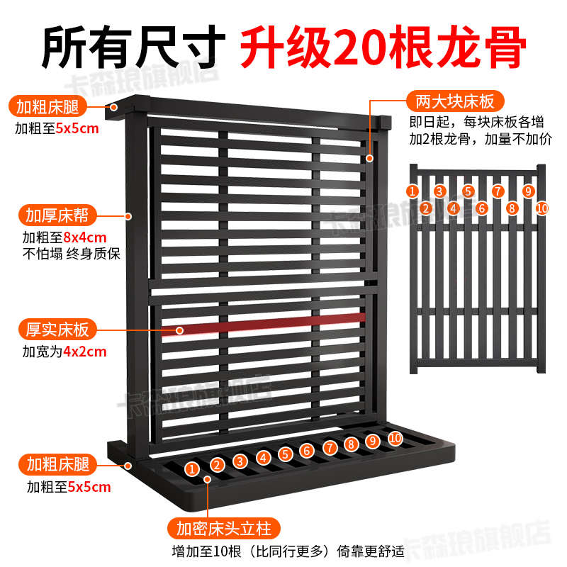 米单人床8铁不锈钢加厚床床架加粗榻榻米铁架艺家用床1双人床铁床