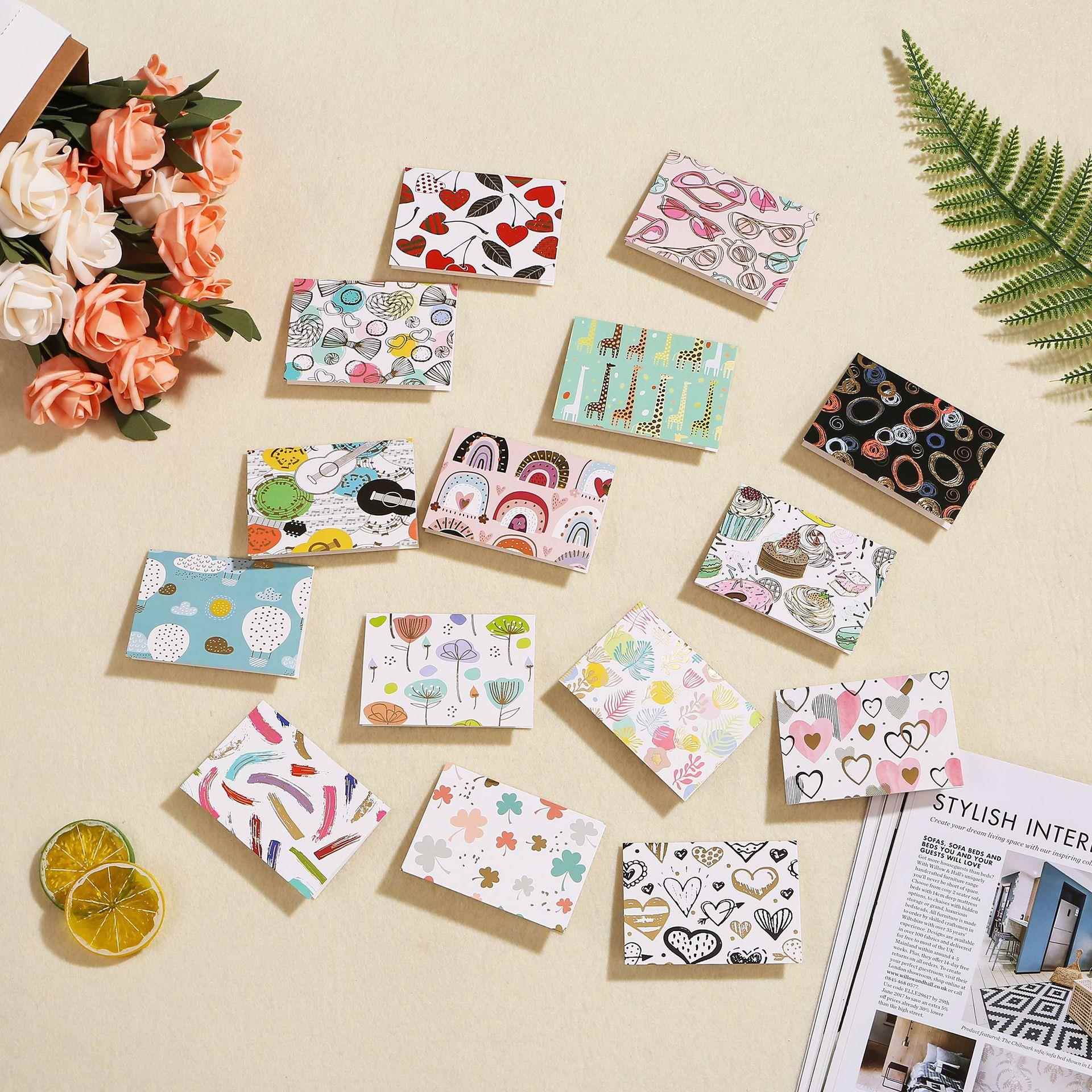 跨境外贸生日贺卡 儿童diy节日卡礼物手写花束套装祝福迷你小卡片