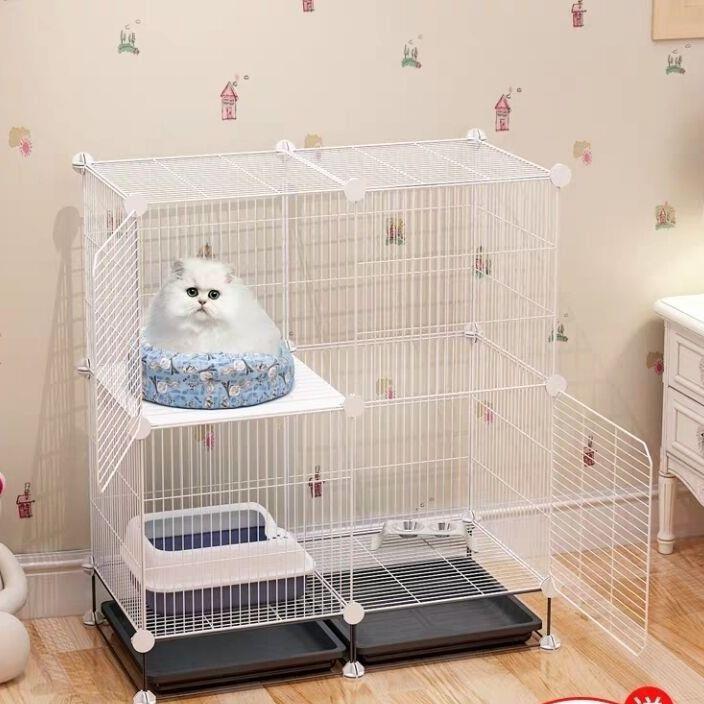 宠物围笼猫狗笼子室内家用犬猫屋栅栏自由组合一室一卫带封顶加固