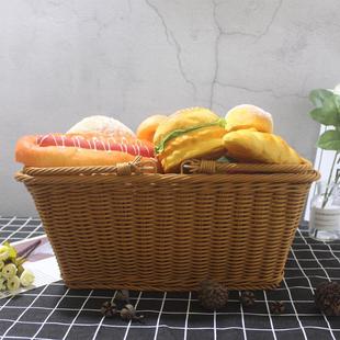 手编筐仿藤篮柳编手提篮野餐收纳篮水果篮摘菜篮面包鸡蛋篮购物蓝